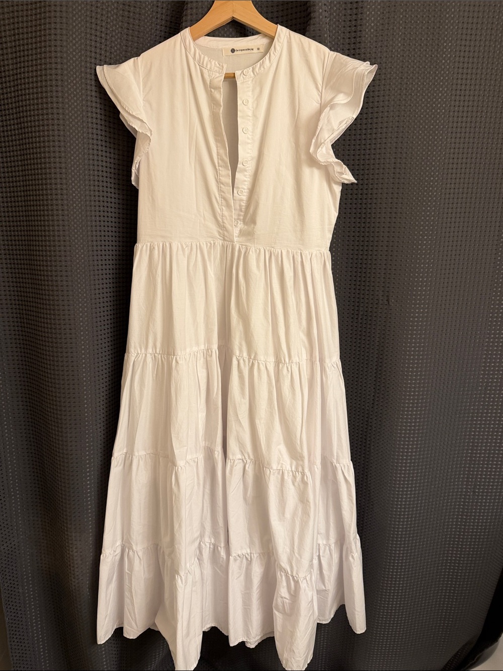 The Impeccable Pig White Maxi Dress with Ruffled Sleeves